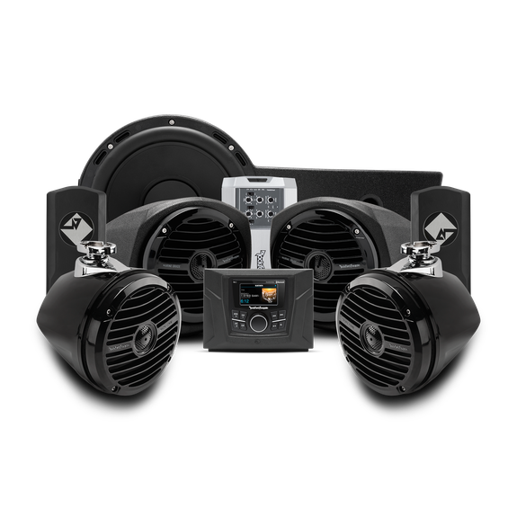 400 watt stereo, front lower speaker, rear speaker, and subwoofer kit for select Polaris GENERAL® models