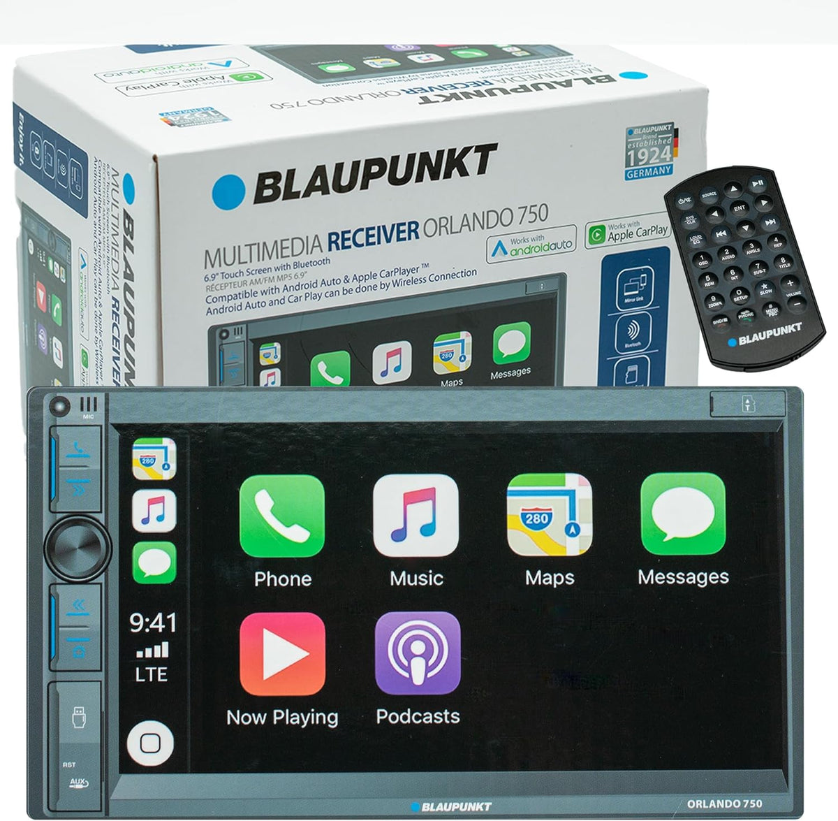 Blaupunkt DDin Mechless Receiver (6.95&quot; - USB / AUX / BT / WL CarPlay &amp; AA)